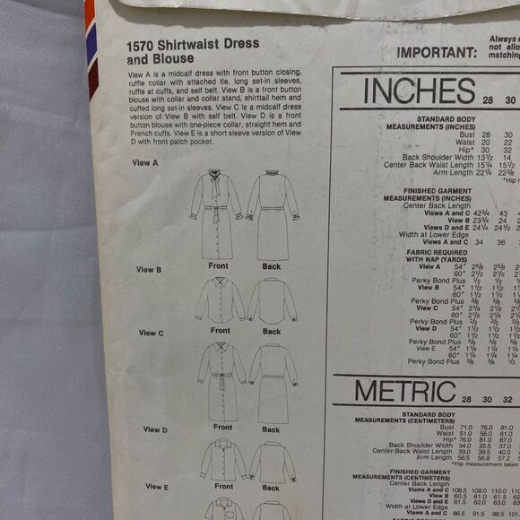 1981 Stretch and Sew ShirtWaist Dress And Blouse Design Patterns By Ann Person - Picture 6 of 10